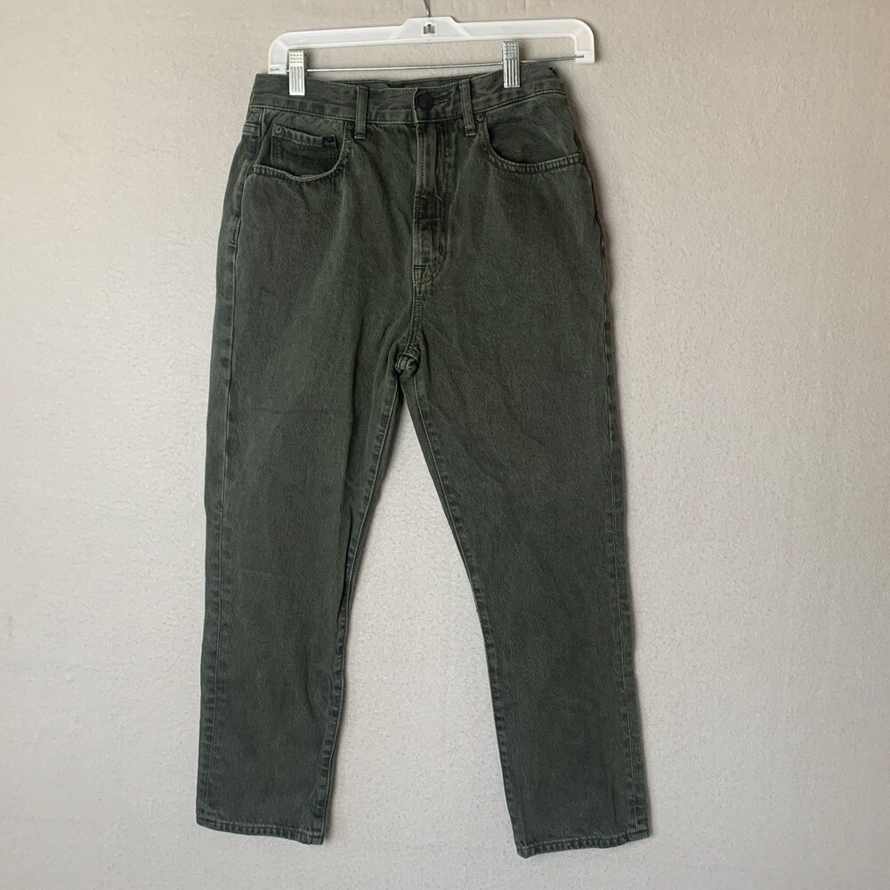 Outerknown Sea Jeans Women 27 Green Dune High Rise Slim Fit Y2K Minimalist